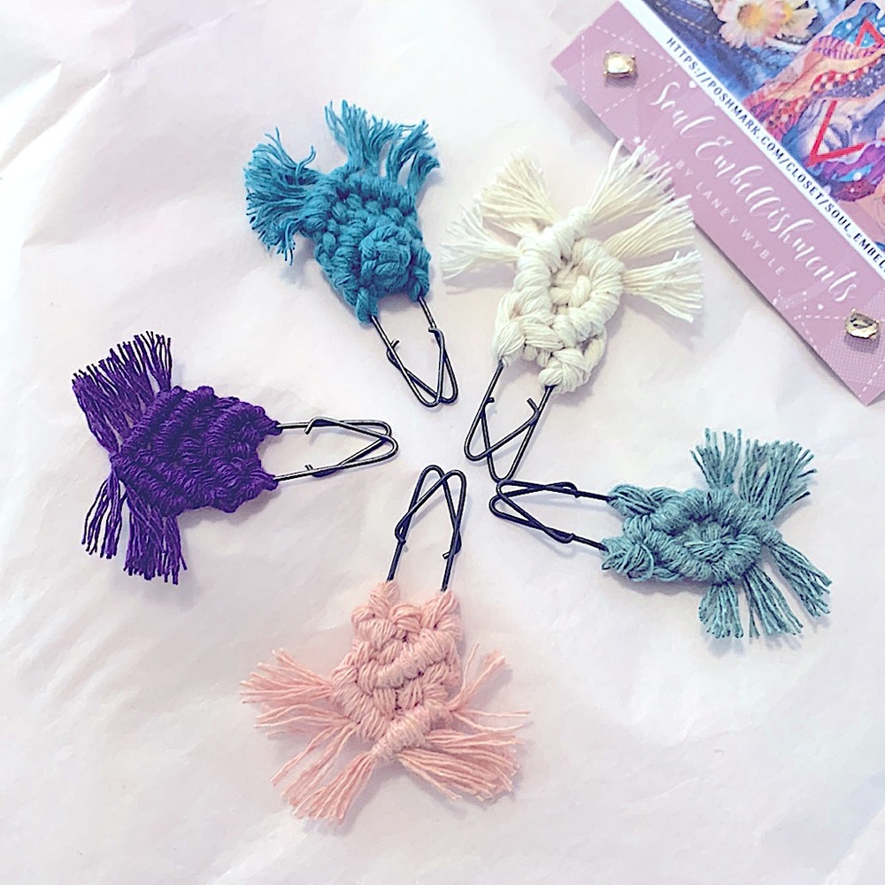 🆕🎀Uniquely Crafted Macrame Embellished Fancy Paperclips🖇School🖇Office Supply
